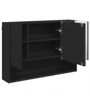 vidaXL Bathroom Furniture Set 3 pcs Black Engineered Wood and Metal