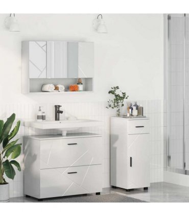 vidaXL Bathroom Furniture Set 3 pcs High Gloss White