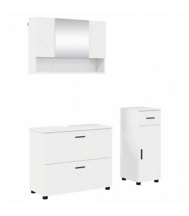 vidaXL Bathroom Furniture Set 3 pcs High Gloss White