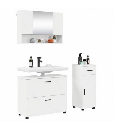 vidaXL Bathroom Furniture Set 3 pcs High Gloss White