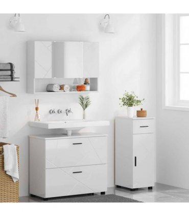 vidaXL Bathroom Furniture Set 3 pcs High Gloss White
