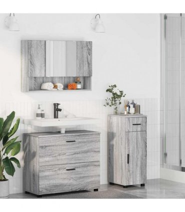 vidaXL Bathroom Furniture Set 3 pcs Grey Sonoma