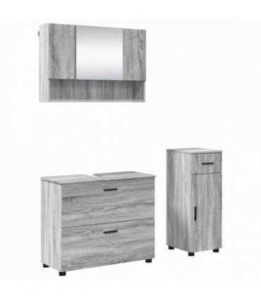 vidaXL Bathroom Furniture Set 3 pcs Grey Sonoma
