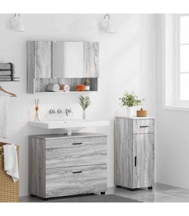 vidaXL Bathroom Furniture Set 3 pcs Grey Sonoma