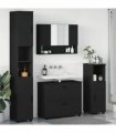vidaXL Bathroom Furniture Set 4 pcs Black Engineered Wood and Metal