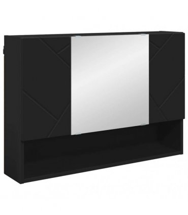 vidaXL Bathroom Furniture Set 4 pcs Black Engineered Wood and Metal