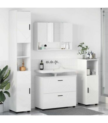 vidaXL Bathroom Furniture Set 4 pcs High Gloss White