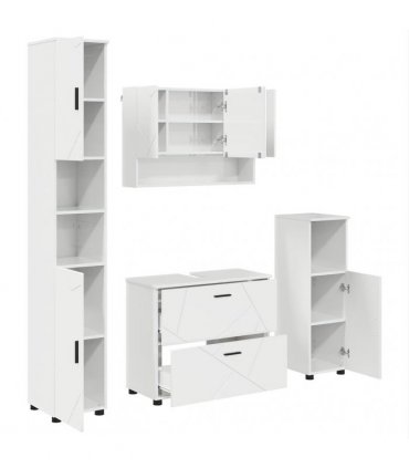 vidaXL Bathroom Furniture Set 4 pcs High Gloss White