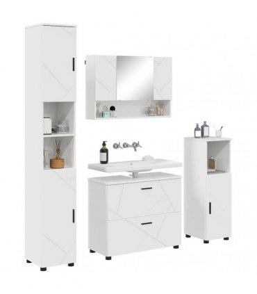 vidaXL Bathroom Furniture Set 4 pcs High Gloss White