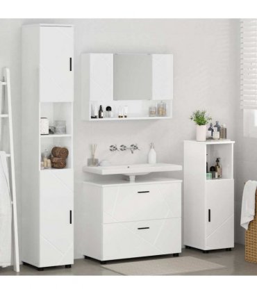 vidaXL Bathroom Furniture Set 4 pcs High Gloss White