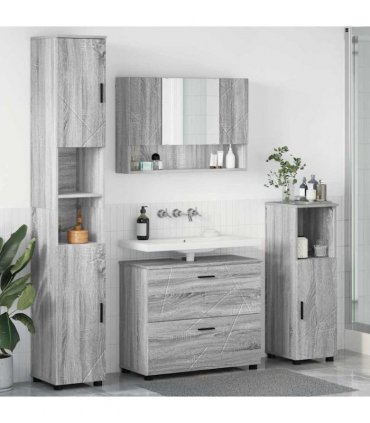 vidaXL Bathroom Furniture Set 4 pcs Grey Sonoma