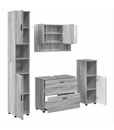 vidaXL Bathroom Furniture Set 4 pcs Grey Sonoma
