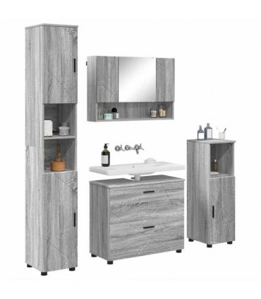 vidaXL Bathroom Furniture Set 4 pcs Grey Sonoma