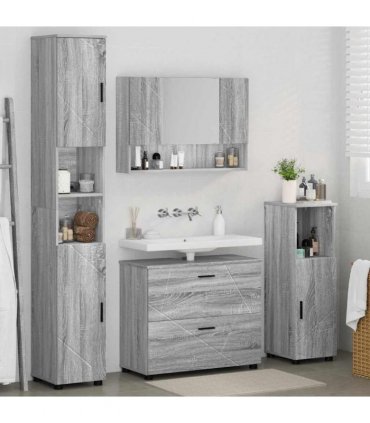vidaXL Bathroom Furniture Set 4 pcs Grey Sonoma