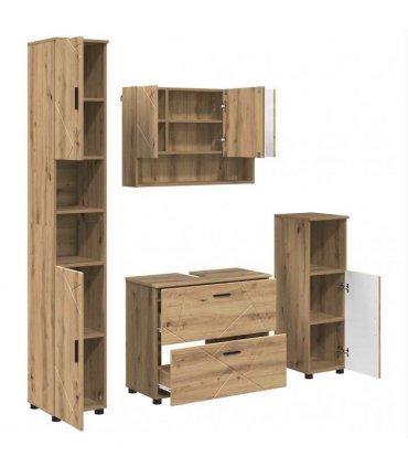 vidaXL Bathroom Furniture Set 4 pcs Artisan Oak
