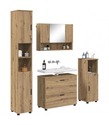 vidaXL Bathroom Furniture Set 4 pcs Artisan Oak