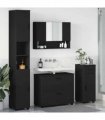 vidaXL Bathroom Furniture Set 4 pcs Black Engineered Wood and Metal