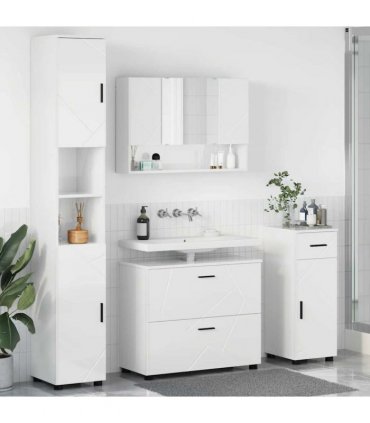 vidaXL Bathroom Furniture Set 4 pcs High Gloss White