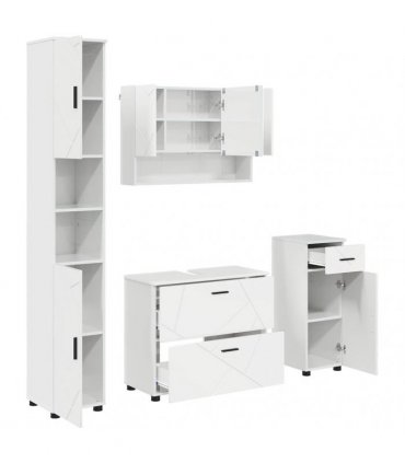 vidaXL Bathroom Furniture Set 4 pcs High Gloss White