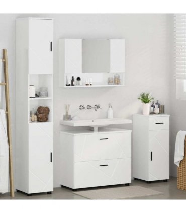vidaXL Bathroom Furniture Set 4 pcs High Gloss White