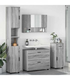 vidaXL Bathroom Furniture Set 4 pcs Grey Sonoma