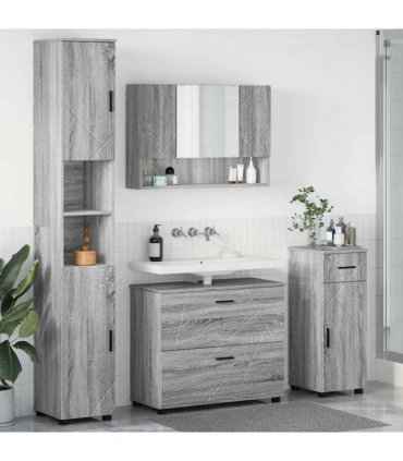 vidaXL Bathroom Furniture Set 4 pcs Grey Sonoma