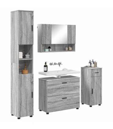 vidaXL Bathroom Furniture Set 4 pcs Grey Sonoma