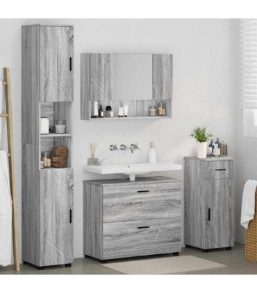 vidaXL Bathroom Furniture Set 4 pcs Grey Sonoma