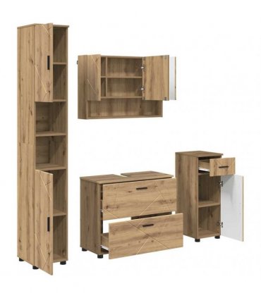 vidaXL Bathroom Furniture Set 4 pcs Artisan Oak