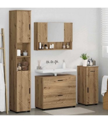 vidaXL Bathroom Furniture Set 4 pcs Artisan Oak