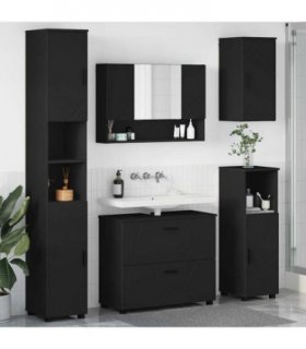 vidaXL Bathroom Furniture Set 5 pcs Black Engineered Wood and Metal