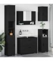 vidaXL Bathroom Furniture Set 5 pcs Black Engineered Wood and Metal