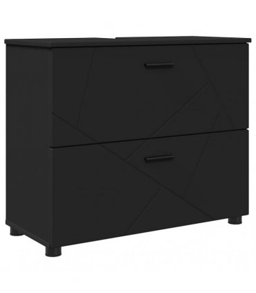 vidaXL Bathroom Furniture Set 5 pcs Black Engineered Wood and Metal