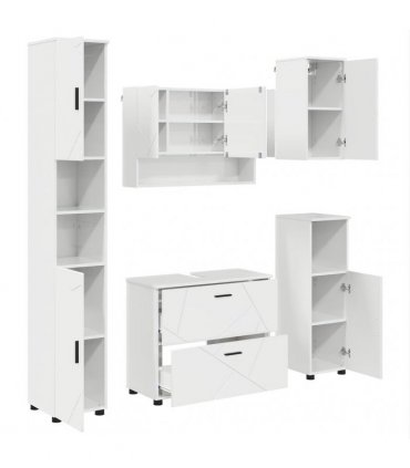 vidaXL Bathroom Furniture Set 5 pcs High Gloss White