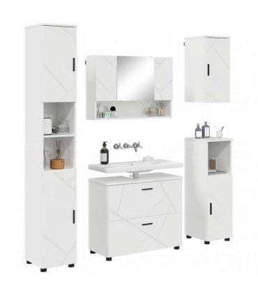 vidaXL Bathroom Furniture Set 5 pcs High Gloss White