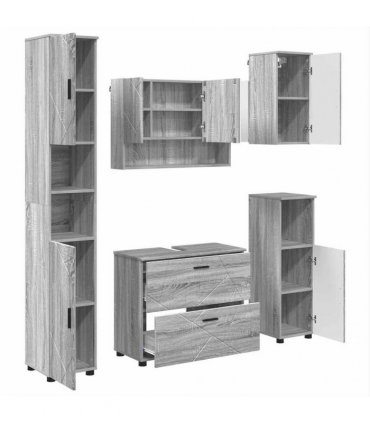 vidaXL Bathroom Furniture Set 5 pcs Grey Sonoma