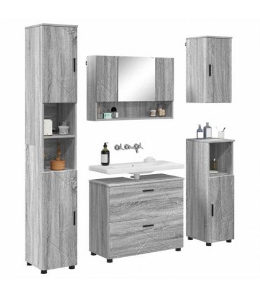 vidaXL Bathroom Furniture Set 5 pcs Grey Sonoma