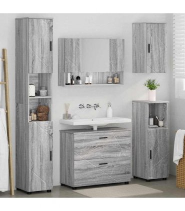 vidaXL Bathroom Furniture Set 5 pcs Grey Sonoma