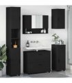 vidaXL Bathroom Furniture Set 5 pcs Black Engineered Wood and Metal