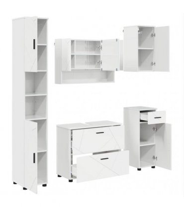 vidaXL Bathroom Furniture Set 5 pcs High Gloss White