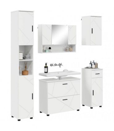 vidaXL Bathroom Furniture Set 5 pcs High Gloss White