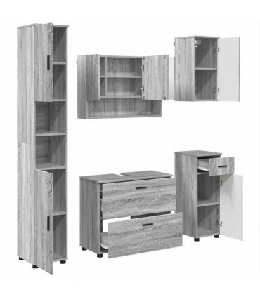 vidaXL Bathroom Furniture Set 5 pcs Grey Sonoma