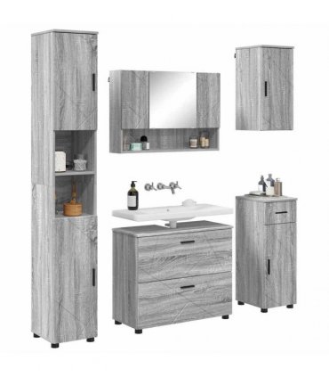vidaXL Bathroom Furniture Set 5 pcs Grey Sonoma