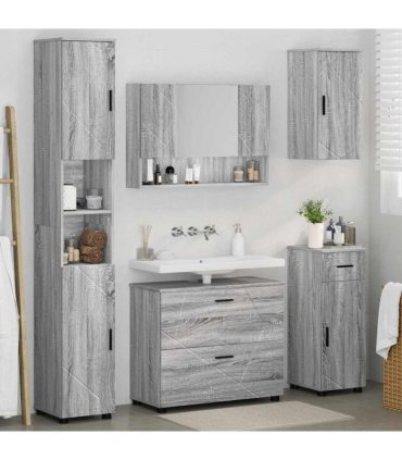 vidaXL Bathroom Furniture Set 5 pcs Grey Sonoma