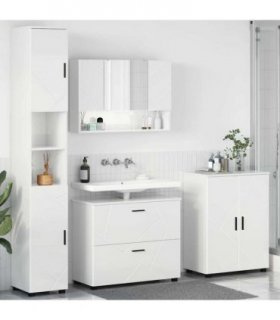vidaXL Bathroom Furniture Set 4 pcs High Gloss White