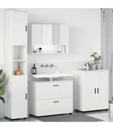 vidaXL Bathroom Furniture Set 4 pcs High Gloss White