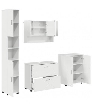 vidaXL Bathroom Furniture Set 4 pcs High Gloss White