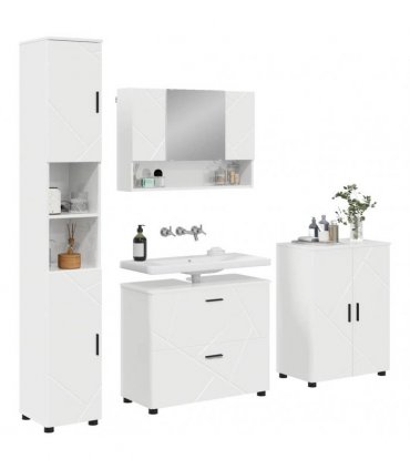 vidaXL Bathroom Furniture Set 4 pcs High Gloss White