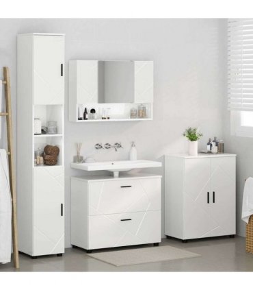 vidaXL Bathroom Furniture Set 4 pcs High Gloss White