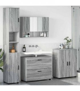 vidaXL Bathroom Furniture Set 4 pcs Grey Sonoma